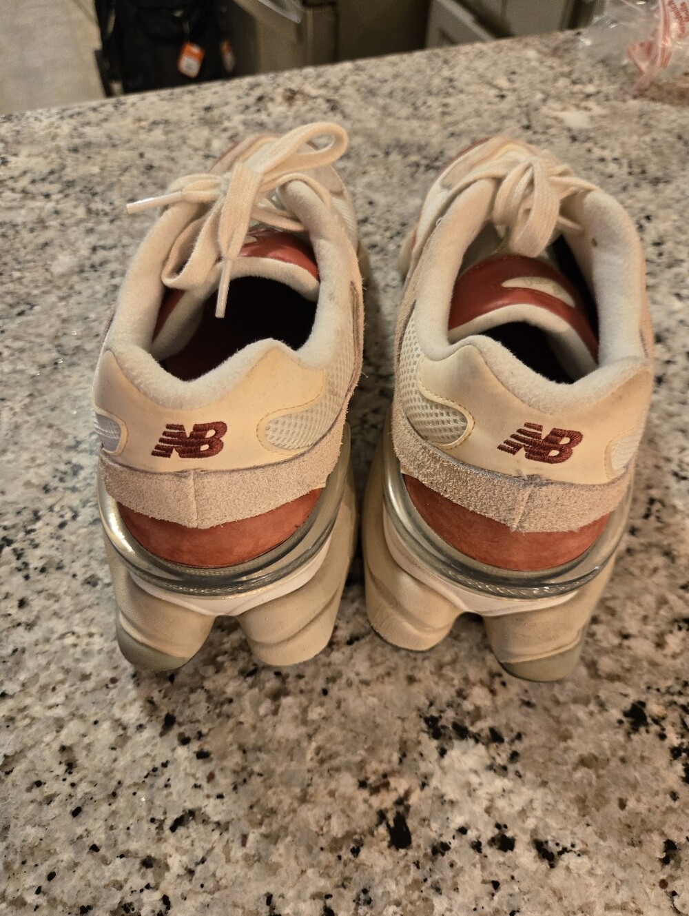 New Balance 9060 Mens Cream & Rust Sneakers - Picture 4 of 5
